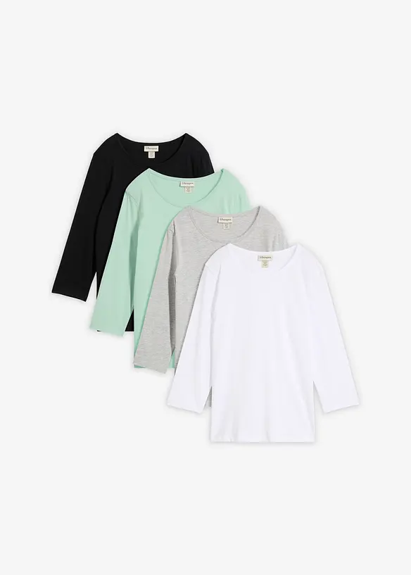 Topp med 3/4-lange ermer (4-pack), bonprix