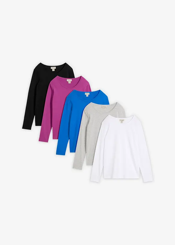 Langermet topp (5-pack), bonprix