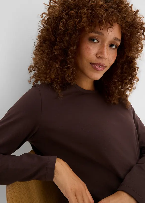 Langermet topp i 100% &oslash;kologisk bomull (3-pack), bonprix