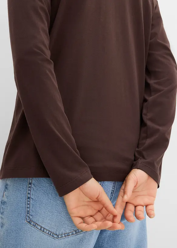 Langermet topp i 100% &oslash;kologisk bomull (3-pack), bonprix