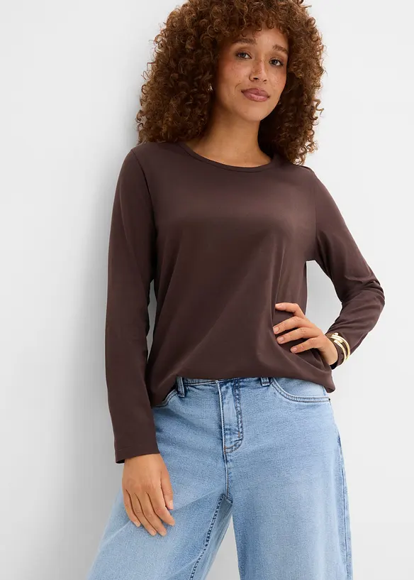 Langermet topp i 100% &oslash;kologisk bomull (3-pack), bonprix