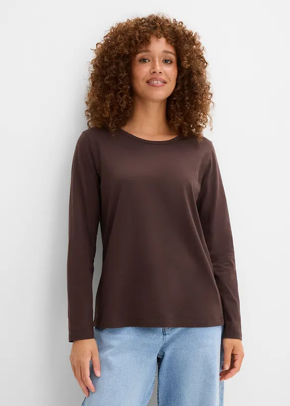 Langermet topp i 100% &oslash;kologisk bomull (3-pack), bonprix