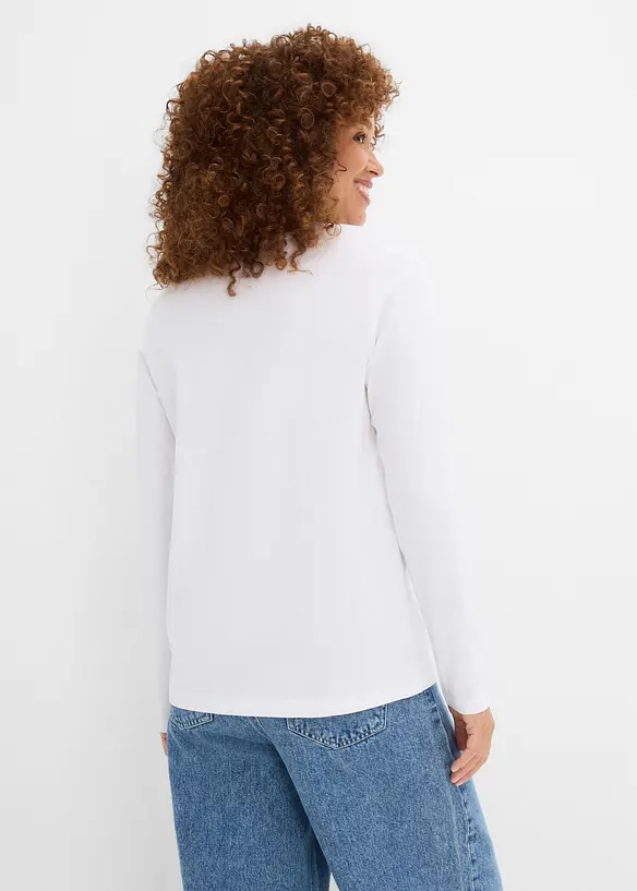 Langermet topp i 100% &oslash;kologisk bomull (3-pack), bonprix