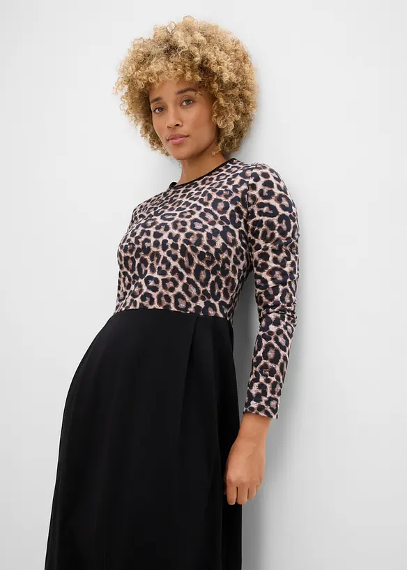 Midikjole i bomullsjersey, bonprix