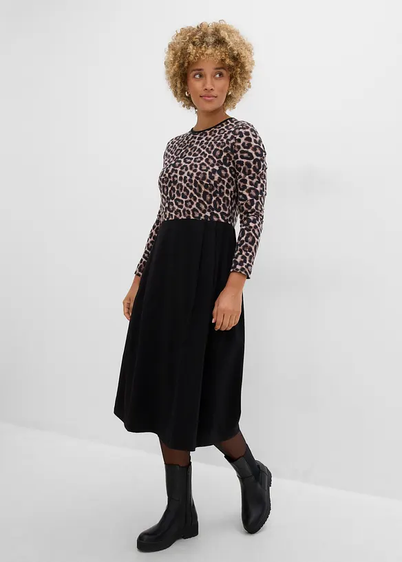 Midikjole i bomullsjersey, bonprix