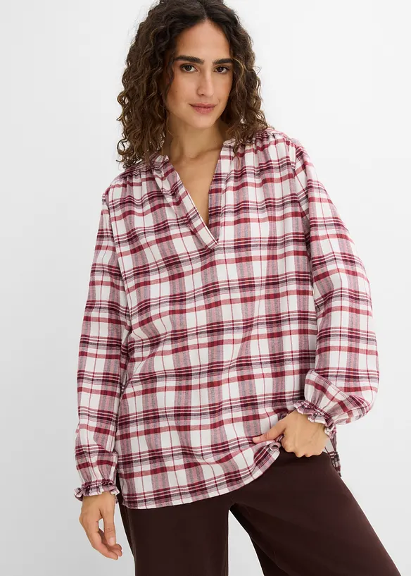 Bluse i flanell av 100% bomull, bonprix