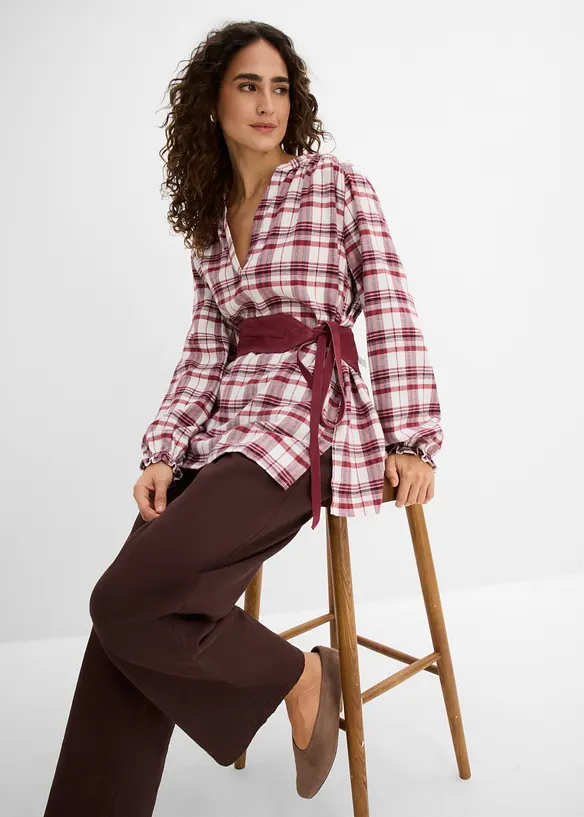Bluse i flanell av 100% bomull, bonprix