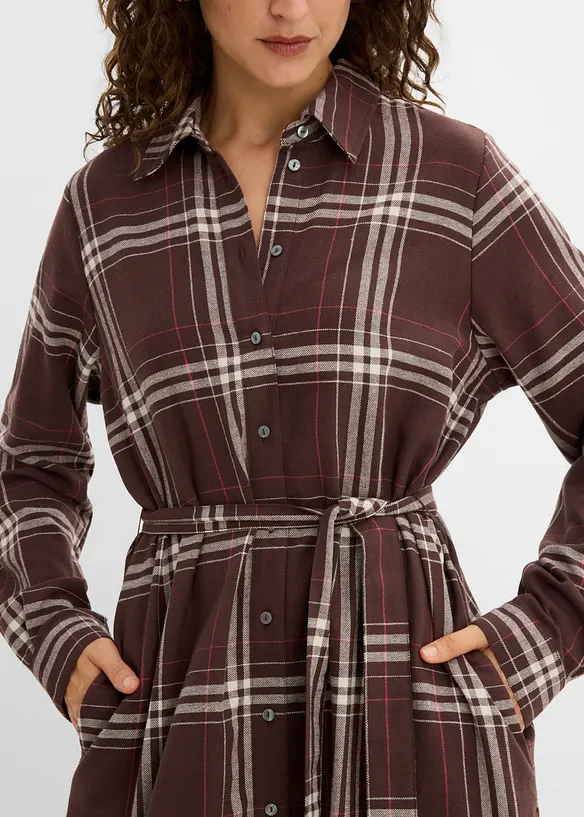 Midikjole i 100% bomullsflanell, bonprix