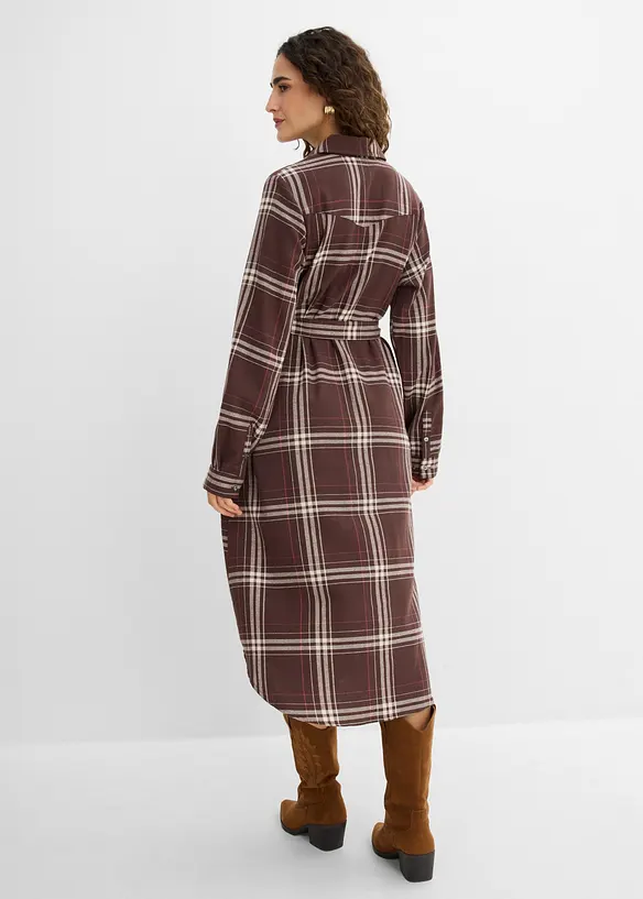 Midikjole i 100% bomullsflanell, bonprix