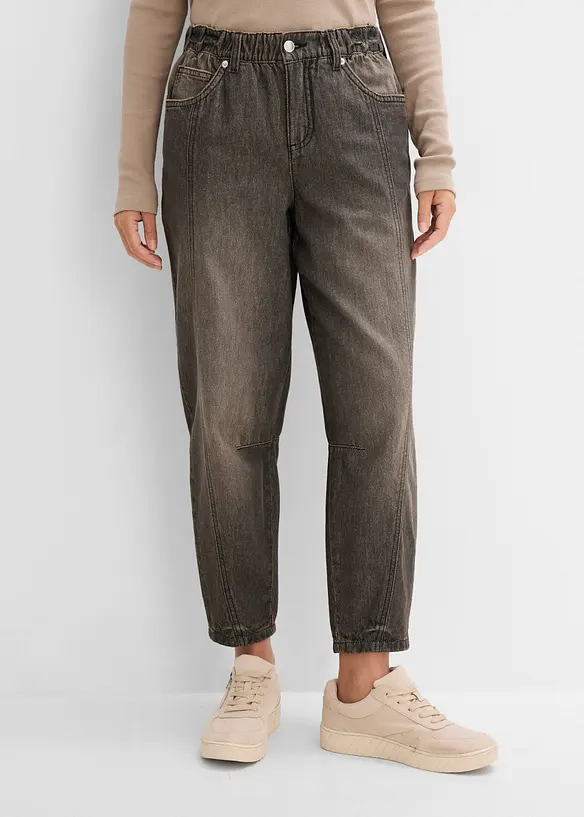 Barrel Jeans Mid Waist, komfortlinning, bonprix