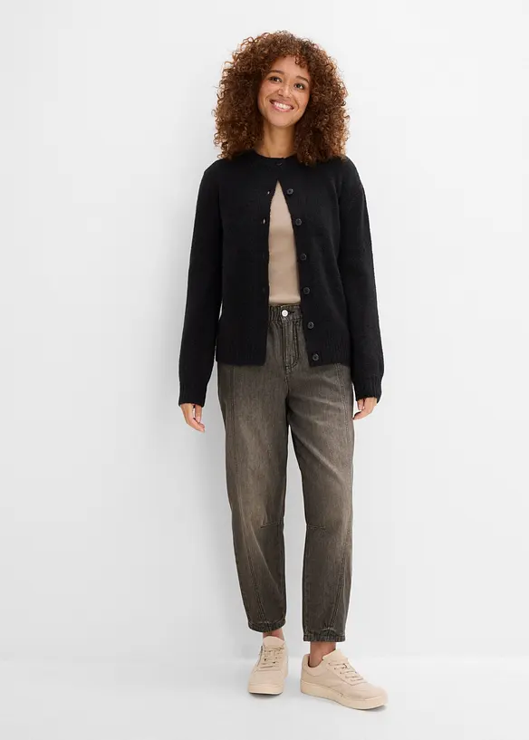 Barrel Jeans Mid Waist, komfortlinning, bonprix