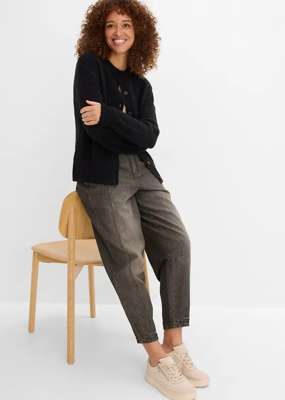 Barrel Jeans Mid Waist, komfortlinning, bonprix