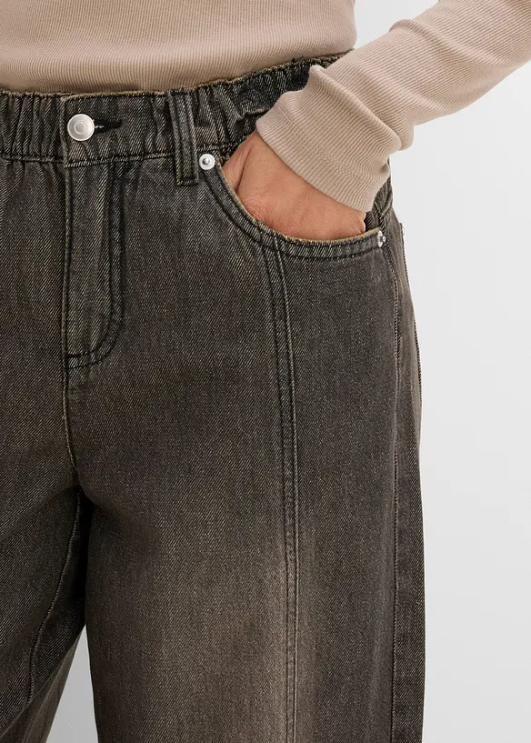 Barrel Jeans Mid Waist, komfortlinning, bonprix