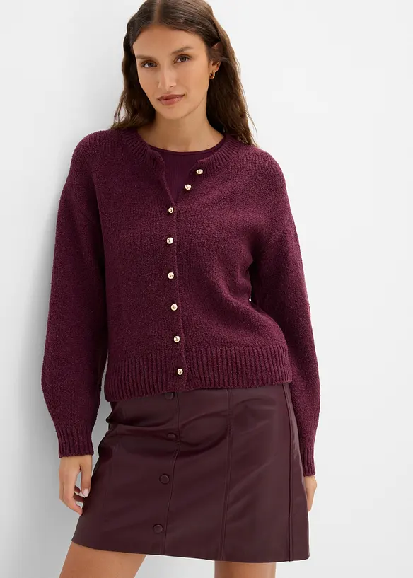Grovstrikket cardigan med knappestolpe, bonprix