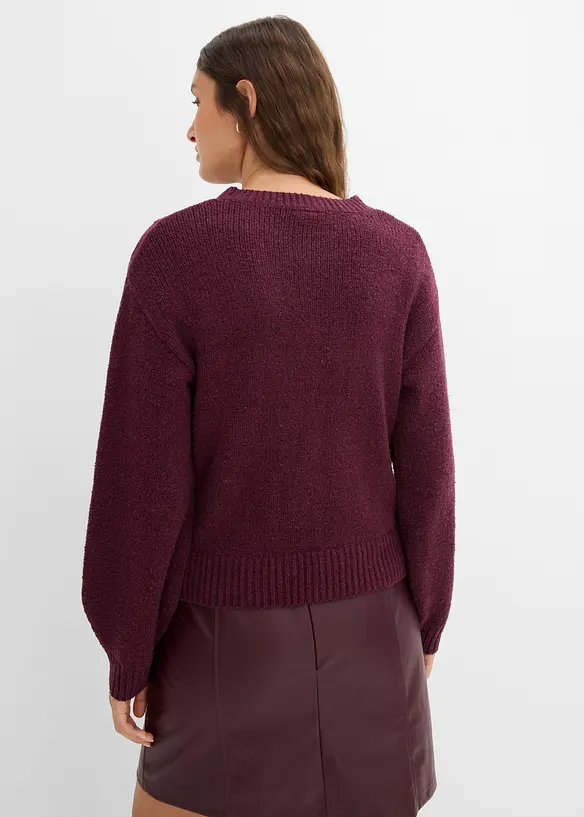 Grovstrikket cardigan med knappestolpe, bonprix