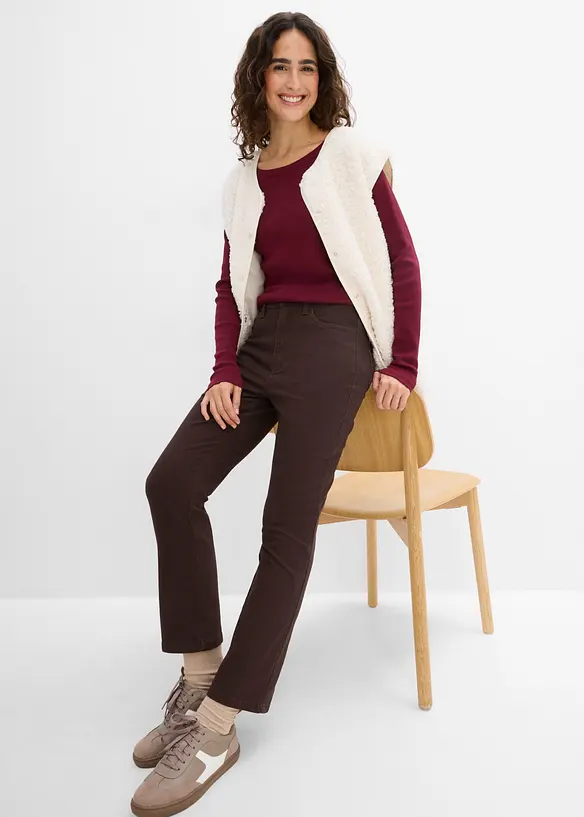 Bootcut twillbukse i bomullsmiks med kortere ben, bonprix
