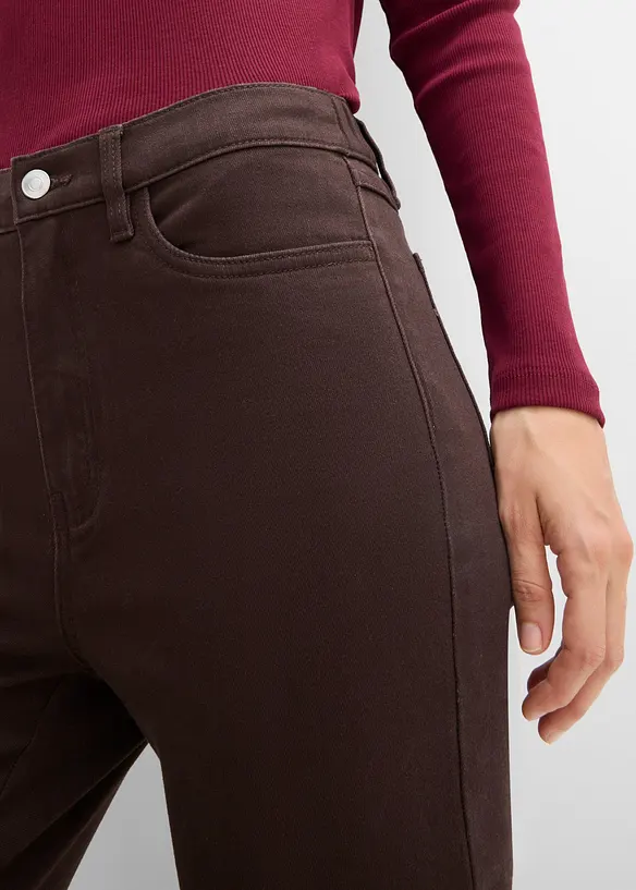 Bootcut twillbukse i bomullsmiks med kortere ben, bonprix
