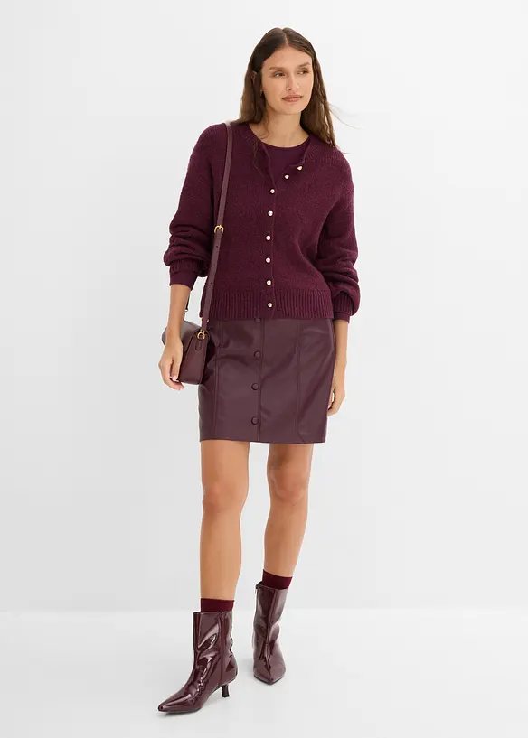 Grovstrikket cardigan med knappestolpe, bonprix