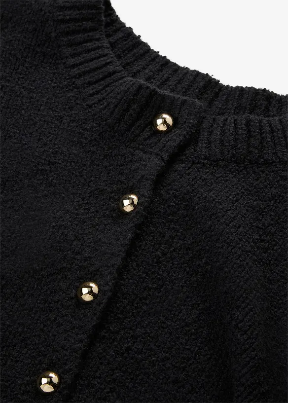 Grovstrikket cardigan med knappestolpe, bonprix