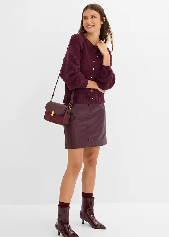 Grovstrikket cardigan med knappestolpe, bonprix