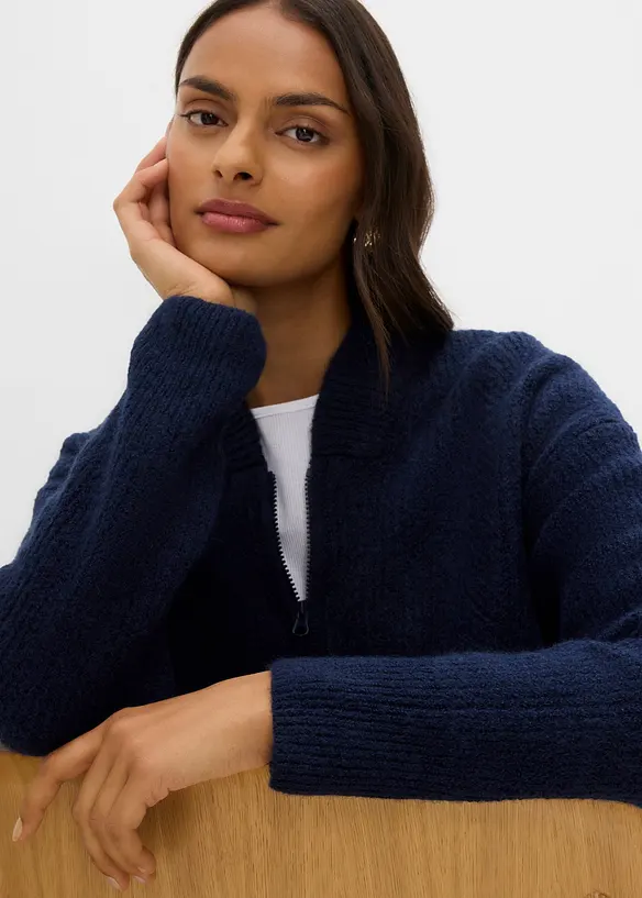 Cardigan i myk ullmiks med glidel&aring;s, bonprix