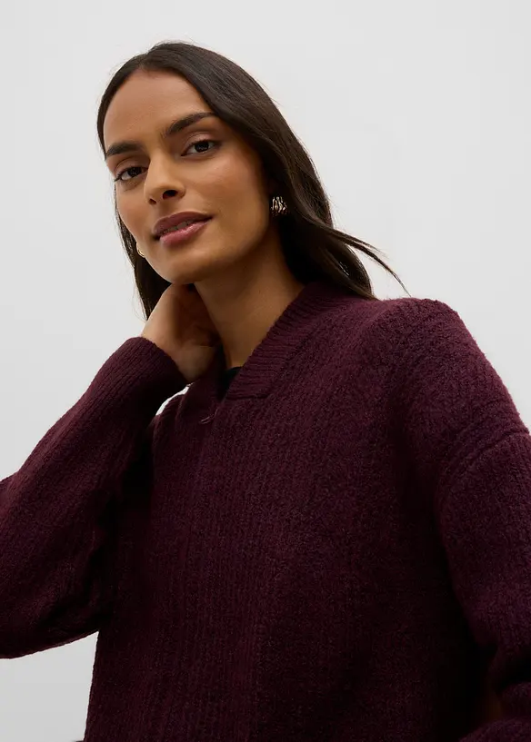 Cardigan i myk ullmiks med glidel&aring;s, bonprix