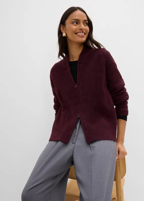 Cardigan i myk ullmiks med glidel&aring;s, bonprix