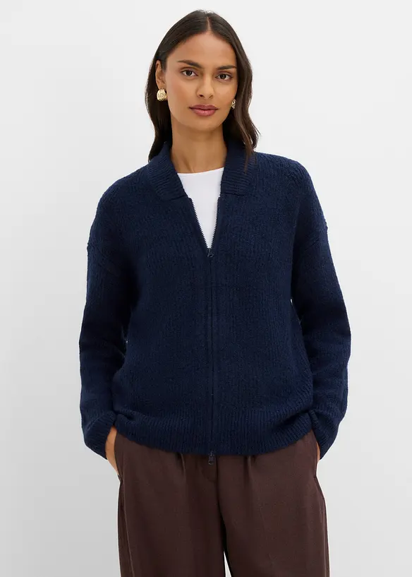 Cardigan i myk ullmiks med glidel&aring;s, bonprix