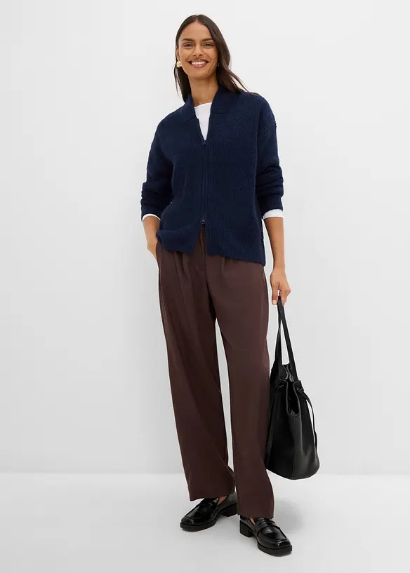 Cardigan i myk ullmiks med glidel&aring;s, bonprix