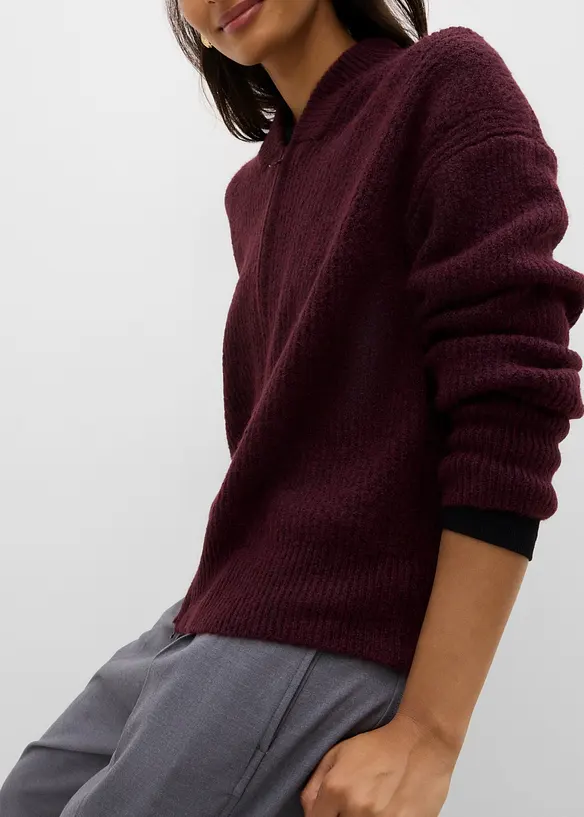 Cardigan i myk ullmiks med glidel&aring;s, bonprix