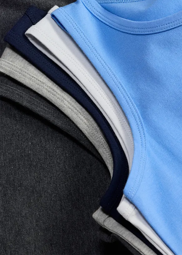 Singlet med &oslash;kologisk bomull (5-pack), bonprix