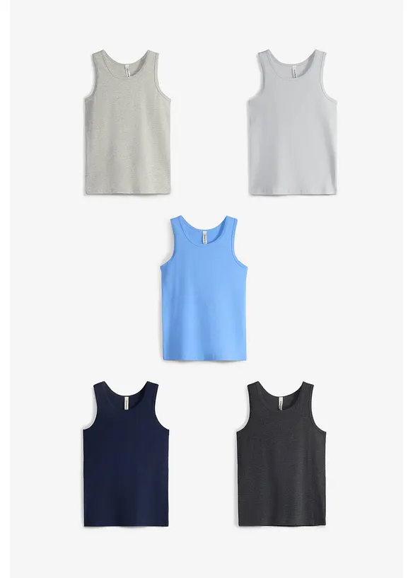 Singlet med &oslash;kologisk bomull (5-pack), bonprix