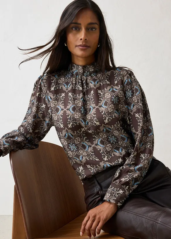 Bluse med silke, bonprix