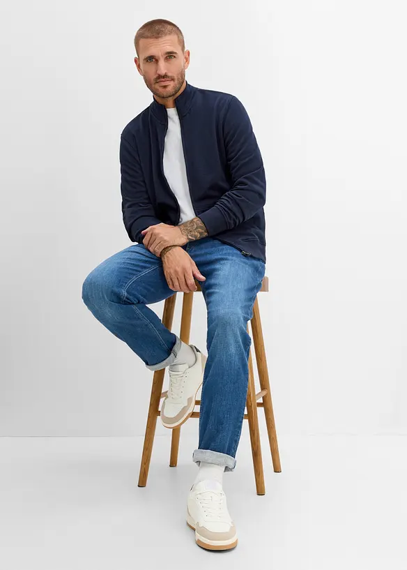Sweatshirtjakke med h&oslash;y kant i halsen, bonprix
