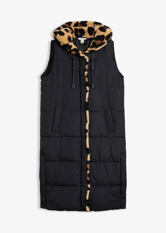Vattert vest med pilefleece, bonprix