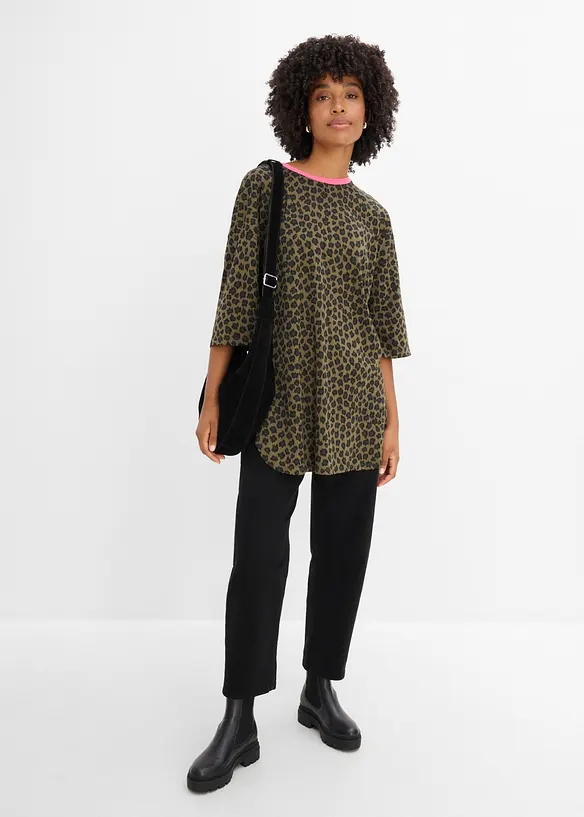Lang, oversized topp i 100% &oslash;kologisk bomull, bonprix