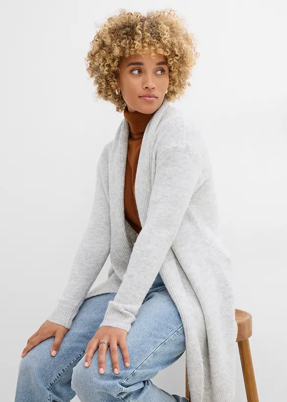 Lang cardigan med sjalskrage, bonprix