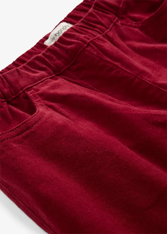 High waist kordfl&oslash;yelsbukse i bomullsmiks, bonprix