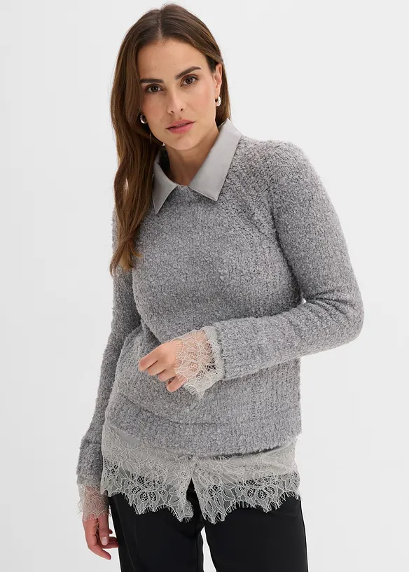 Genser med blusedetaljer, bonprix
