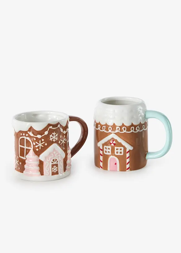 Krus med pepperkakem&oslash;nster (2-pack), bonprix