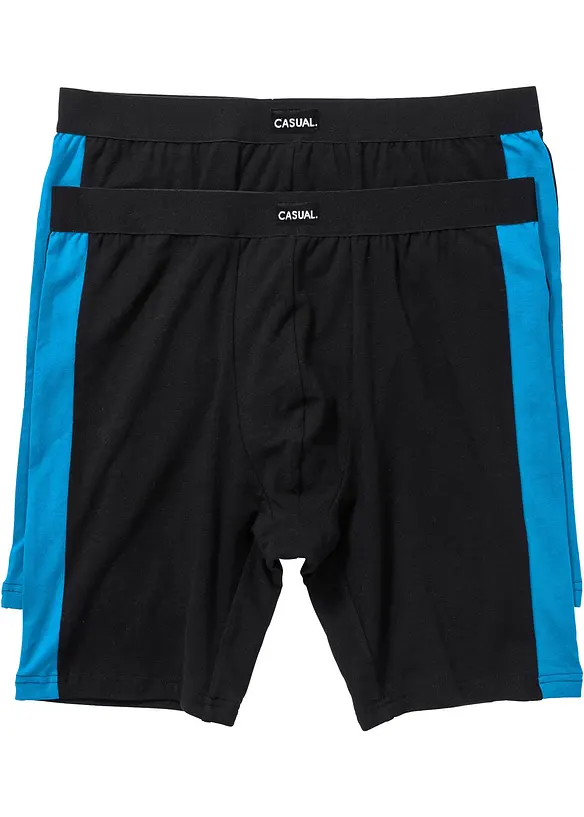 Boksershorts med bomull i ettersittende modell med lange ben (2-pack), bonprix