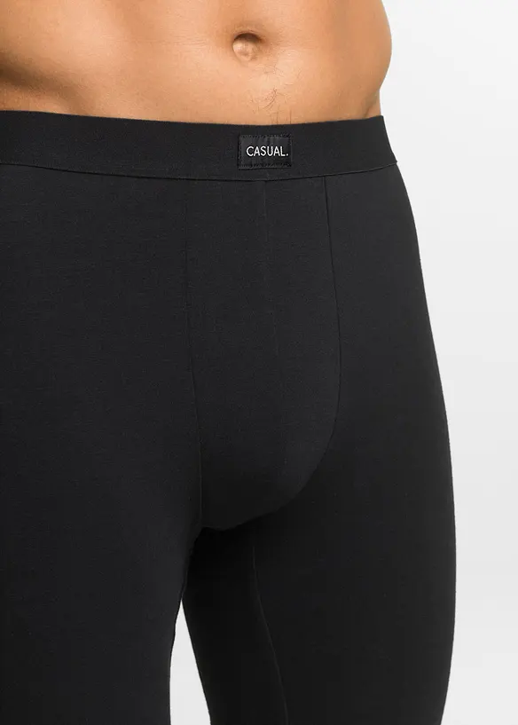 Boksershorts med bomull i ettersittende modell med lange ben (2-pack), bonprix