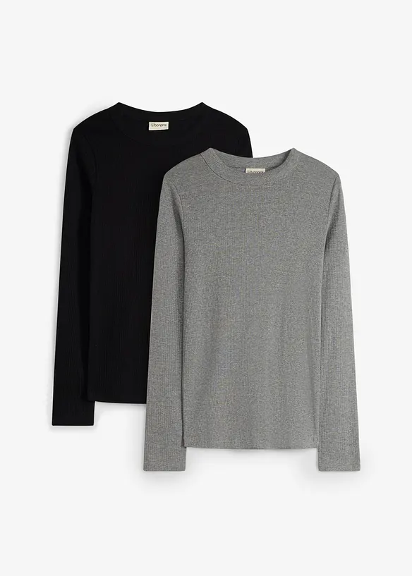Mama topp i ribbemateriale av 100% bomull (2-pack), bonprix