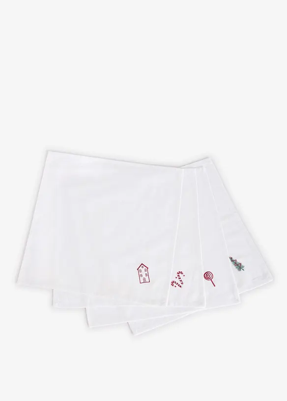 T&oslash;yservietter i &oslash;kologisk bomull med broderi (4-pack), bonprix