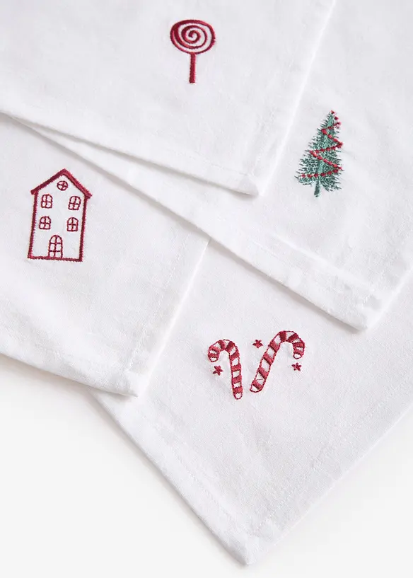 T&oslash;yservietter i &oslash;kologisk bomull med broderi (4-pack), bonprix
