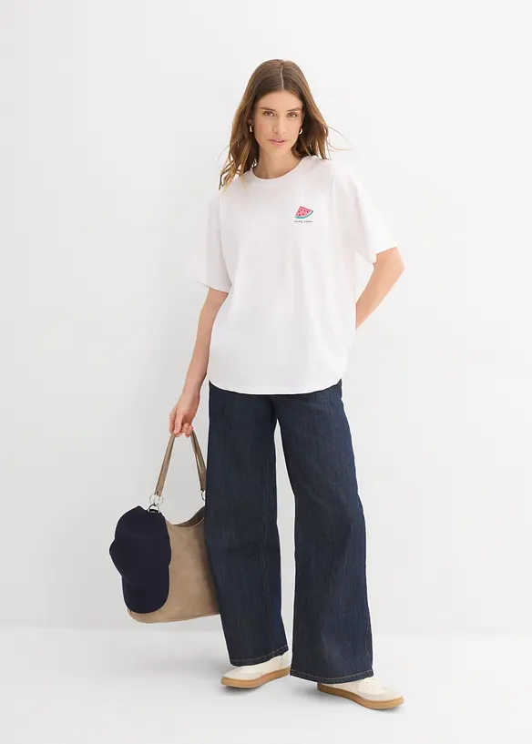 Oversized topp i 100% &oslash;kologisk bomull, bonprix