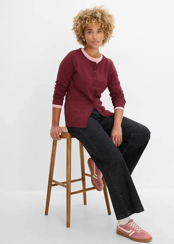 Finstrikket cardigan med resirkulert bomull, bonprix