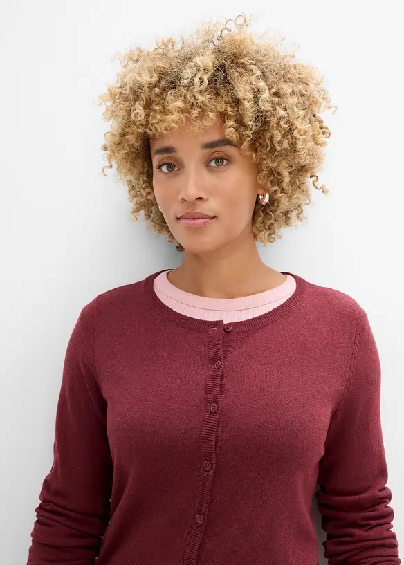 Finstrikket cardigan med resirkulert bomull, bonprix