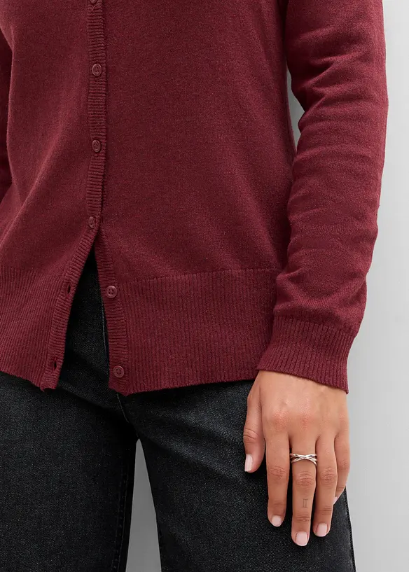 Finstrikket cardigan med resirkulert bomull, bonprix
