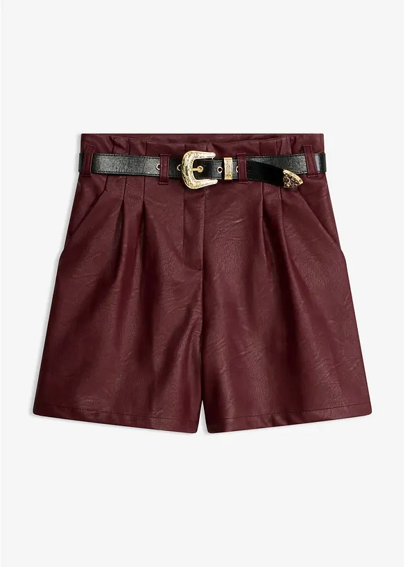 Shorts i imitert skinn med belte, bonprix
